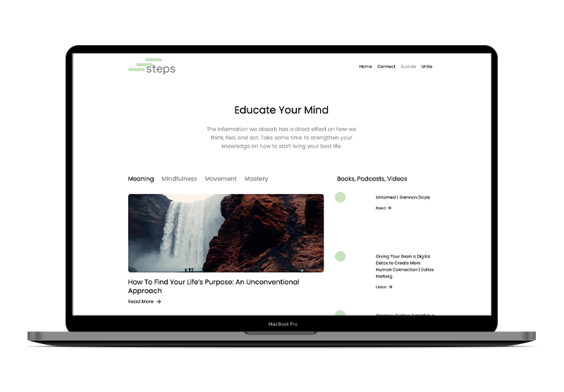 Steps Wellness website